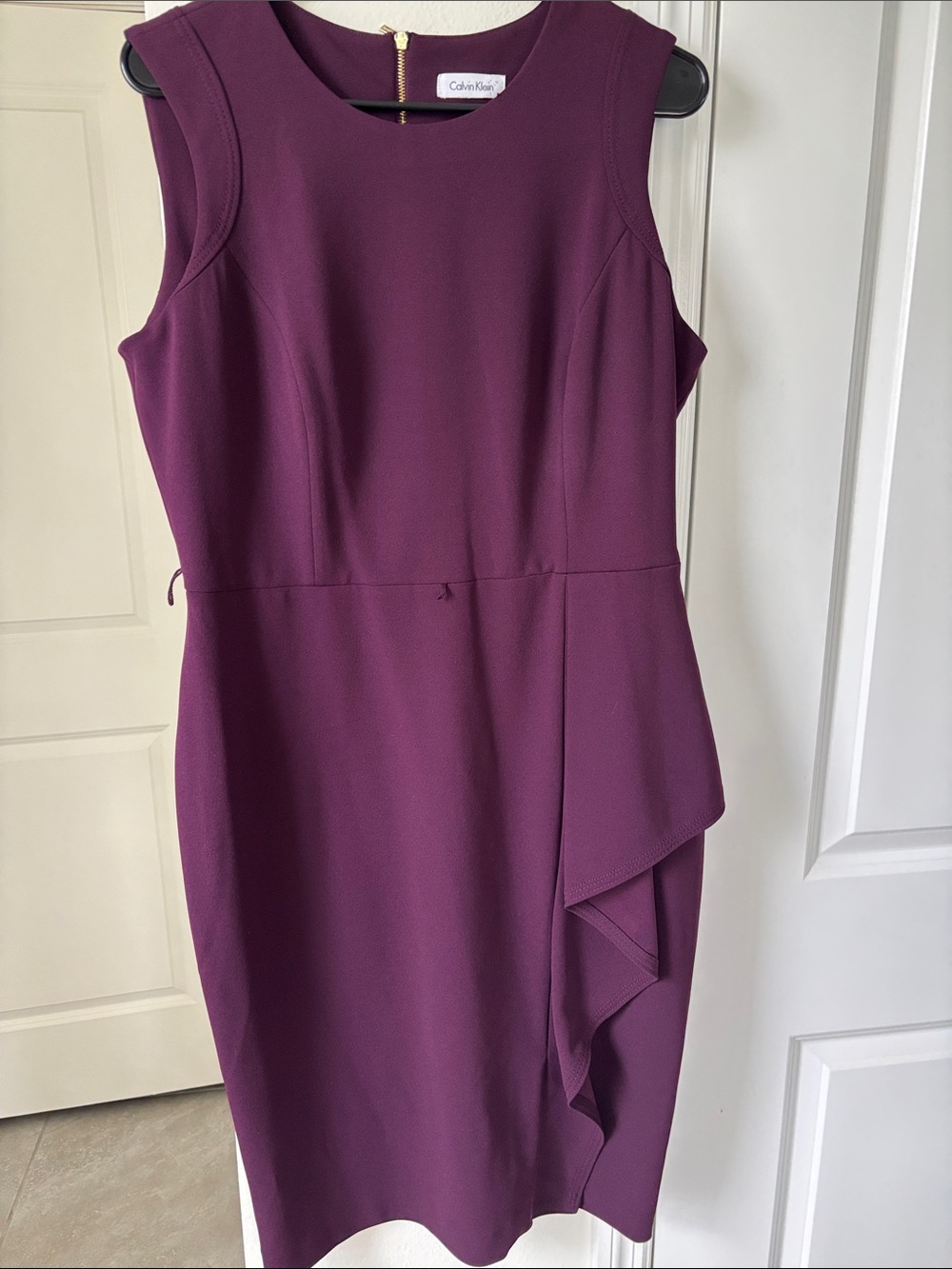 Calvin Klein Sleeveless Midi Dress in Plum